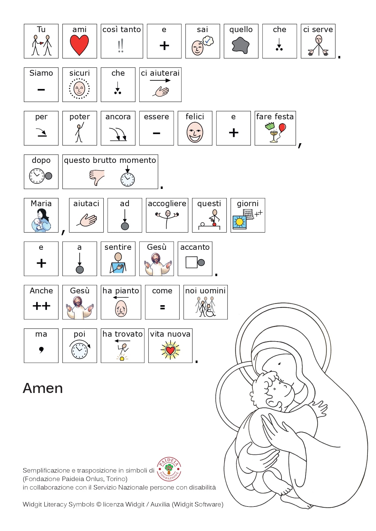 La Preghiera A Maria In Simboli Caa Comunicazione Aumentativa E Alternativa